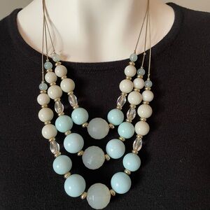 The Limited turquoise and white beaded necklace on gold chains